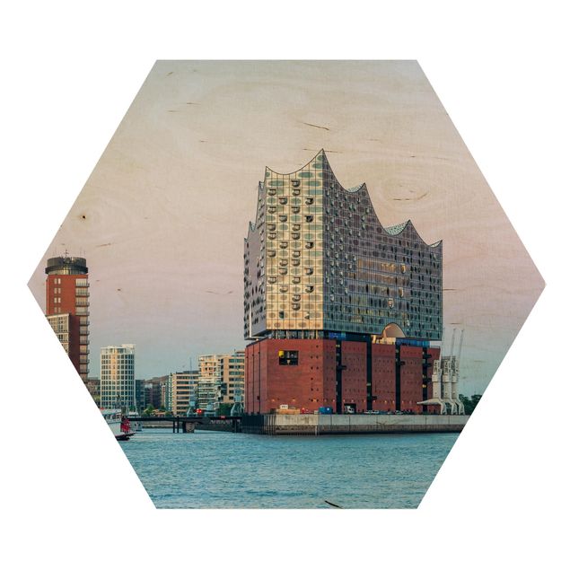 Hexagon Bild Holz - Elbphilharmonie Hamburg