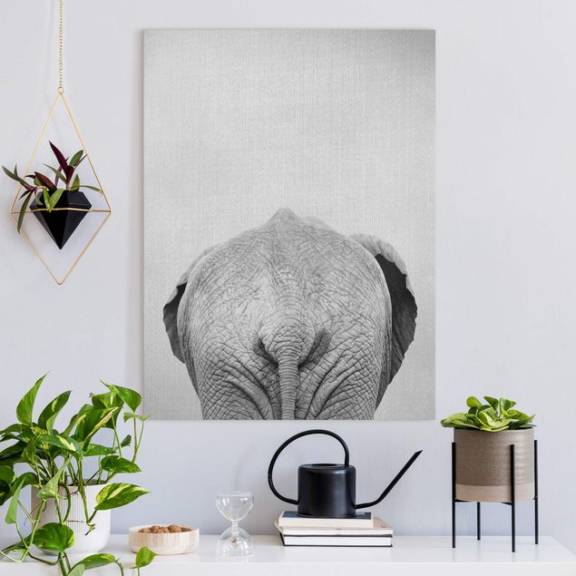 Leinwandbilder XXL Elefant von hinten Schwarz Weiß