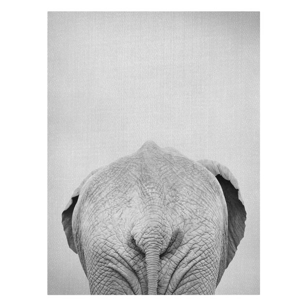 Leinwandbilder Tier Elefant von hinten Schwarz Weiß