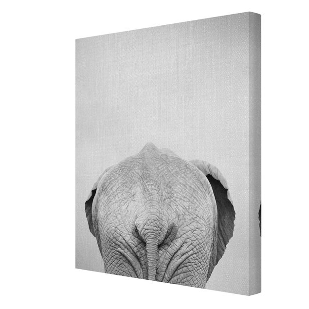 Leinwandbilder Wohnzimmer modern Elefant von hinten Schwarz Weiß