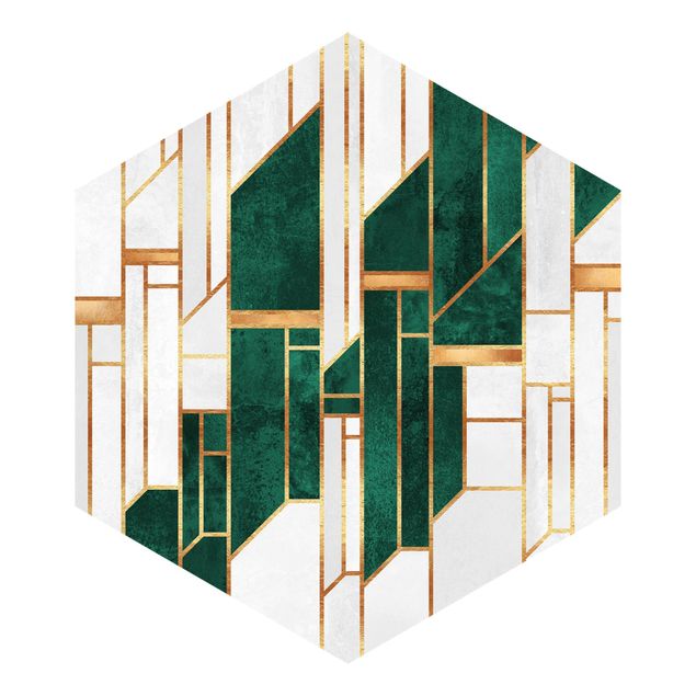 Türkise Tapeten Emerald und Gold Geometrie
