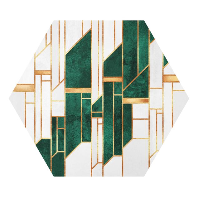 Hexagon Bilder Emerald und Gold Geometrie