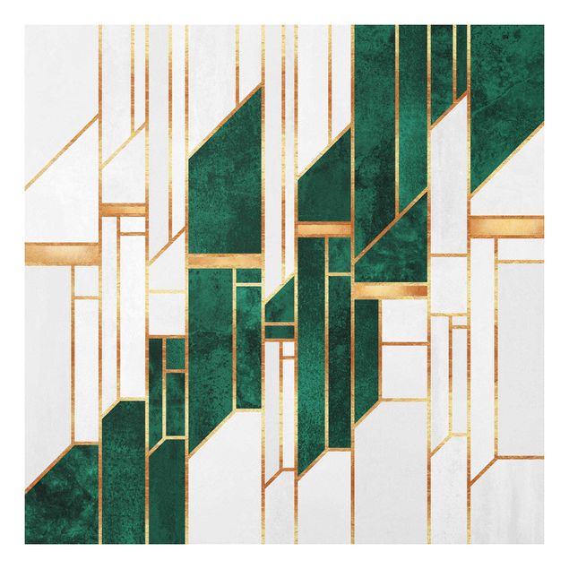Forex Fine Art Print - Emerald und Gold Geometrie - Quadrat 1:1