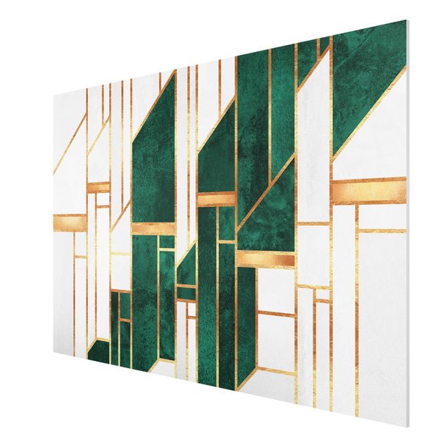 Forex Fine Art Print - Emerald und Gold Geometrie - Querformat 3:2