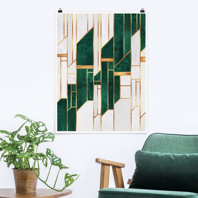 Emerald und Gold Geometrie Poster im Hochformat 3:4 | Bilderwelten
