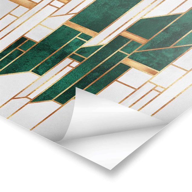Emerald und Gold Geometrie Poster als Quadrat | Bilderwelten | Poster