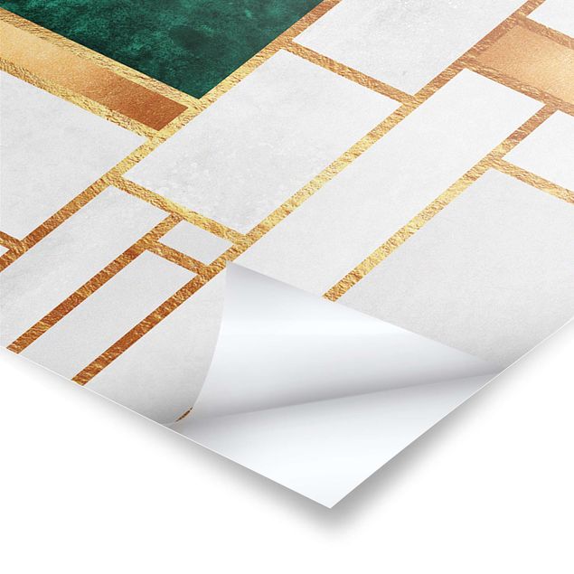 Poster - Emerald und Gold Geometrie - Panorama 3:1
