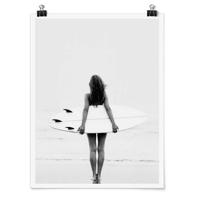 Schöne Wandbilder Entspanntes Surfergirl mit Board