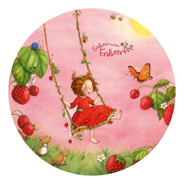 Fototapete rosa Erdbeerinchen Erdbeerfee - Baumschaukel