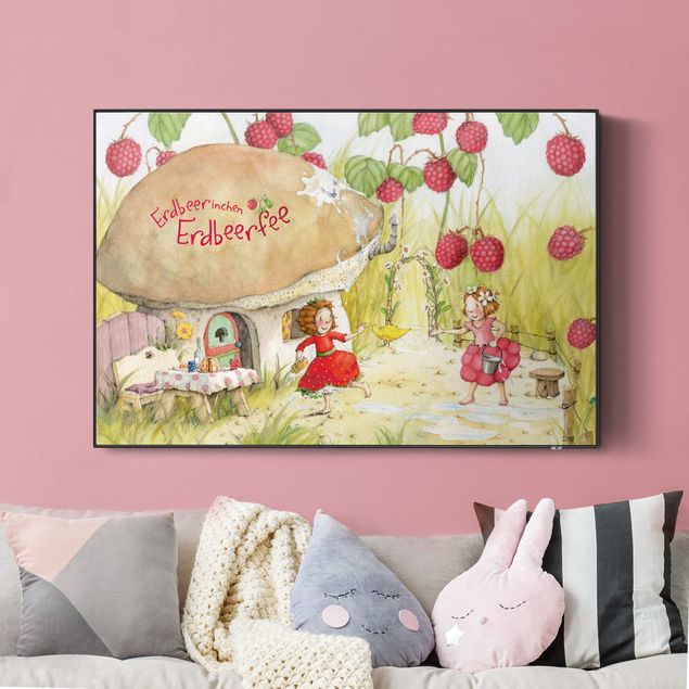Schallschutzbilder mit Spannrahmen Erdbeerinchen Erdbeerfee - Unter dem Himbeerstrauch