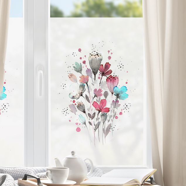Fensterbilder selbstklebend Blumen Esther Meinl - Aquarell Blumen im Frühling