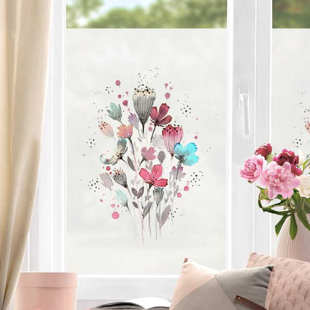 Frühling Fensterdeko Esther Meinl - Aquarell Blumen im Frühling