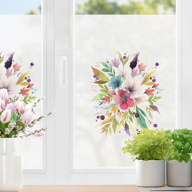 Blumen Fensterbilder Esther Meinl - Aquarell Bouquet im Frühling