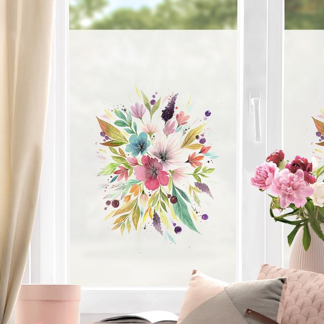 Fensterdeko Frühling Esther Meinl - Aquarell Bouquet im Frühling