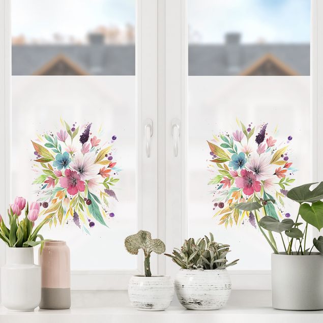 Fensterbilder XXL Esther Meinl - Aquarell Bouquet im Frühling