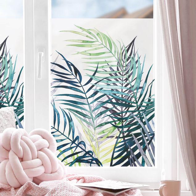 Fensterbilder selbstklebend Blumen Exotisches Blattwerk - Palme