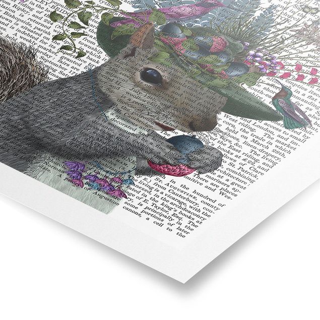 Sprüche Poster Vogelfänger - Eichhörnchen mit Eicheln