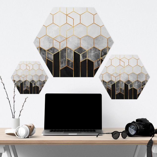 Hexagon Bild Forex - Goldene Sechsecke Schwarz Weiß