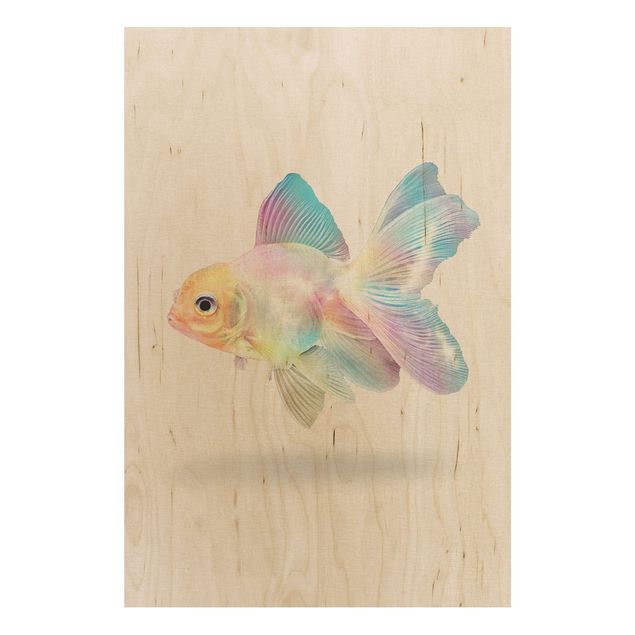 Bilder auf Holz Fisch in Pastell