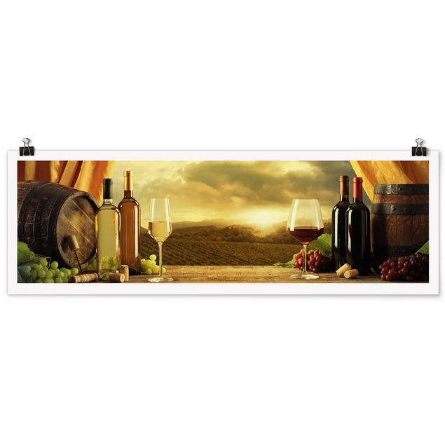 Poster - Wein mit Ausblick - Panorama Querformat