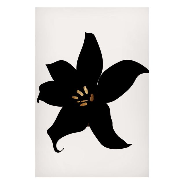 Magnettafel Blumen Grafische Pflanzenwelt - Orchidee Schwarz und Gold