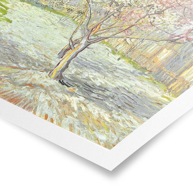 Poster Landschaft Vincent van Gogh - Blühende Pfirsichbäume