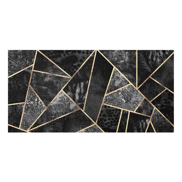 Spritzschutz Glas - Graue Dreiecke Gold - Querformat - 2:1