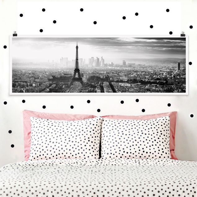 Schwarz-Weiß Poster Der Eiffelturm von Oben schwarz-weiß
