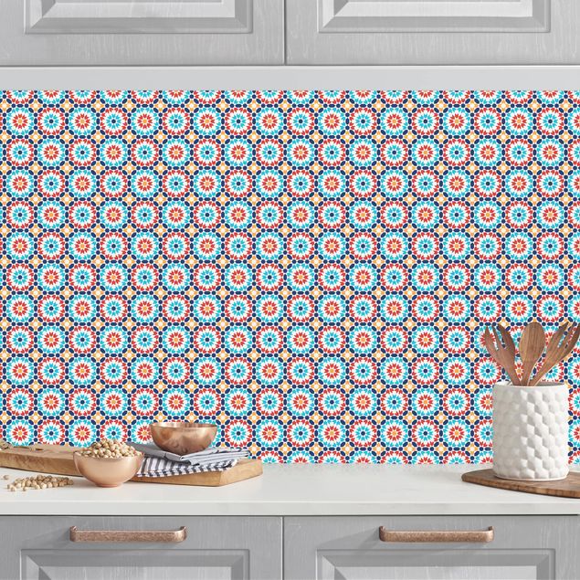 Küchenrückwände Platte Orientalisches Muster mit bunten Blüten