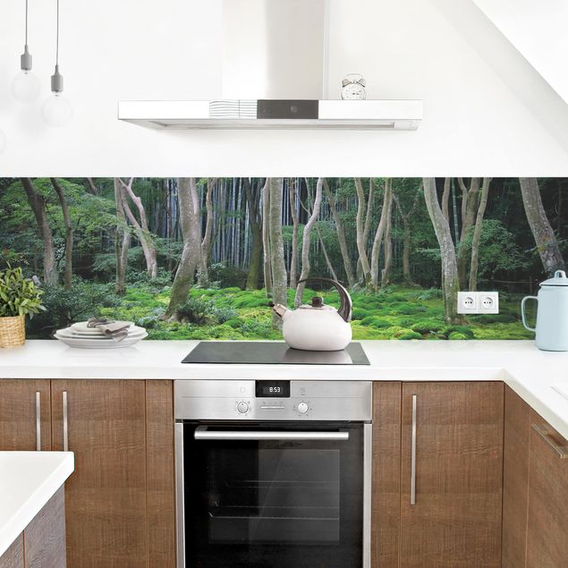 Küchenrückwand Glas Landschaft Japanischer Wald