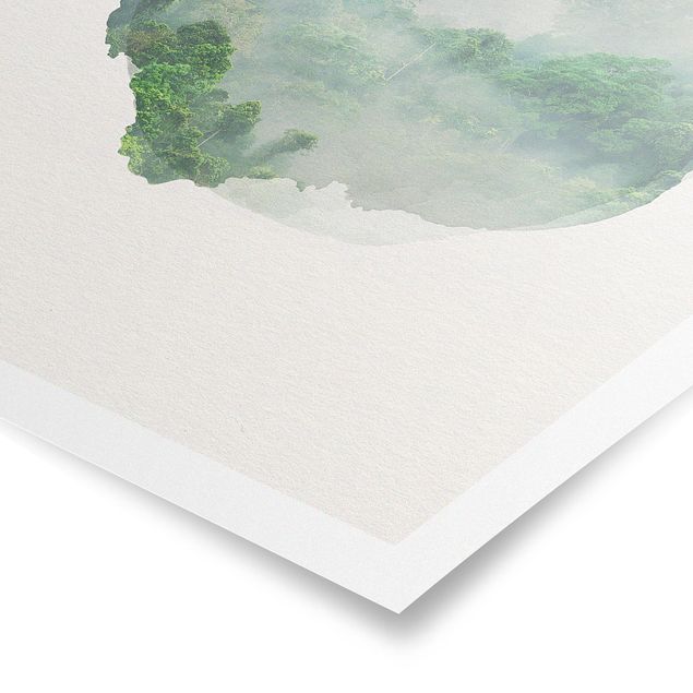 Poster Wasserfarben - Dschungel im Nebel