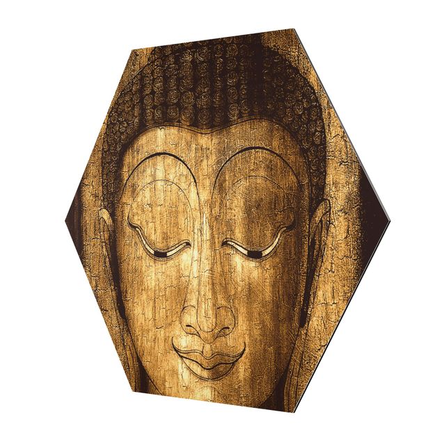 Hexagon Bild Alu-Dibond - Smiling Buddha