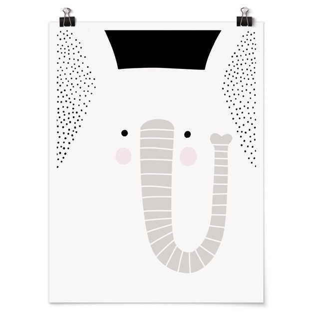 Schwarz-Weiß Poster Tierpark mit Mustern - Elefant
