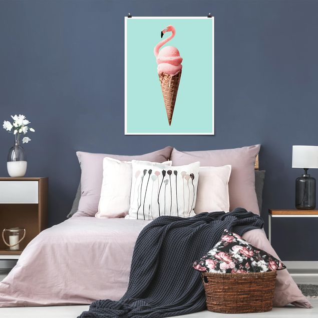 Kunstkopie Poster Eis mit Flamingo