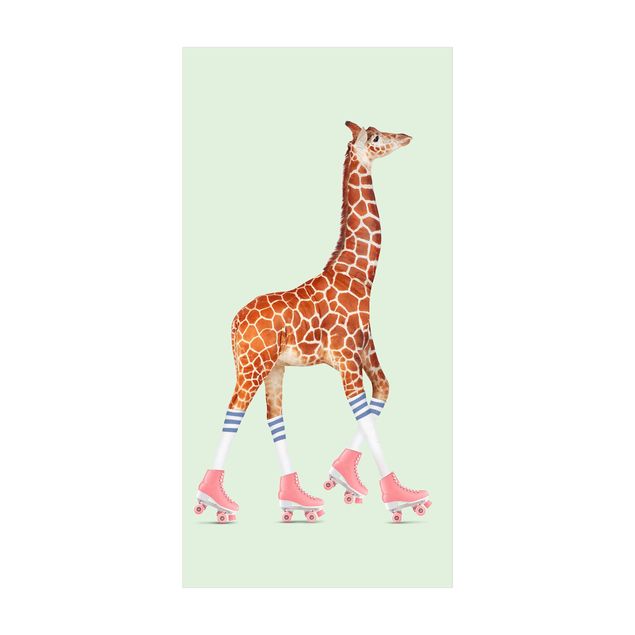 Teppich grün Giraffe mit Rollschuhen