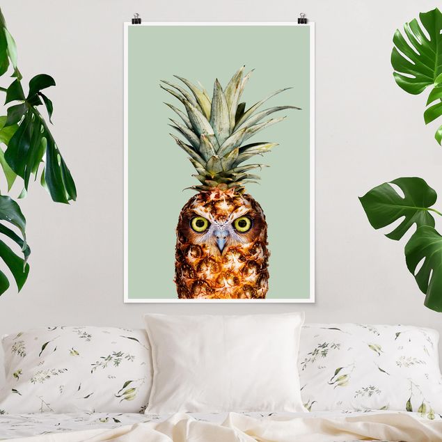 Wandbilder Tiere Ananas mit Eule