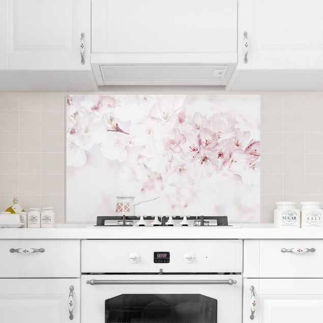 Küchenrückwand Glas Blumen Ein Kirschblütenhauch