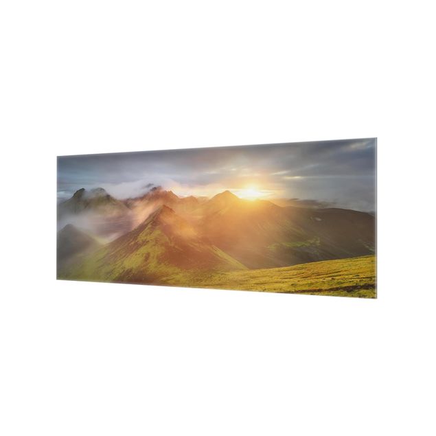 Spritzschutz Glas - Storkonufell im Sonnenaufgang - Panorama - 5:2