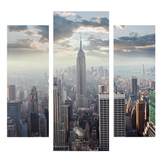Leinwandbild 3-teilig - Sonnenaufgang in New York - Galerie Triptychon