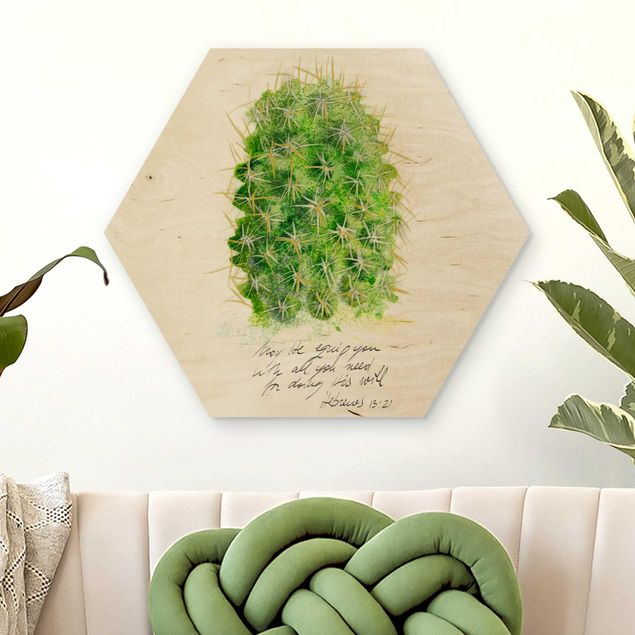 Holzbild Blumen Kaktus mit Bibelvers I