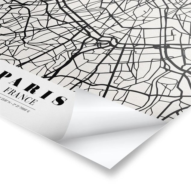 Poster - Stadtplan Paris - Klassik - Hochformat 3:4