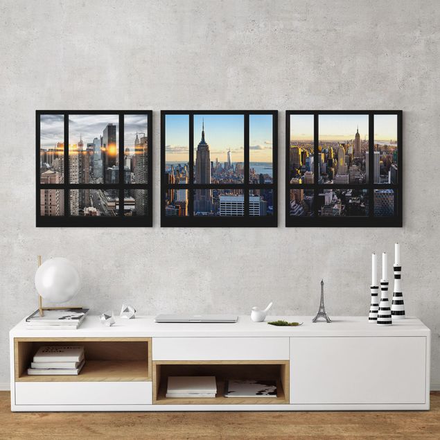 Leinwandbild Kunstdruck Fensterblicke über New York