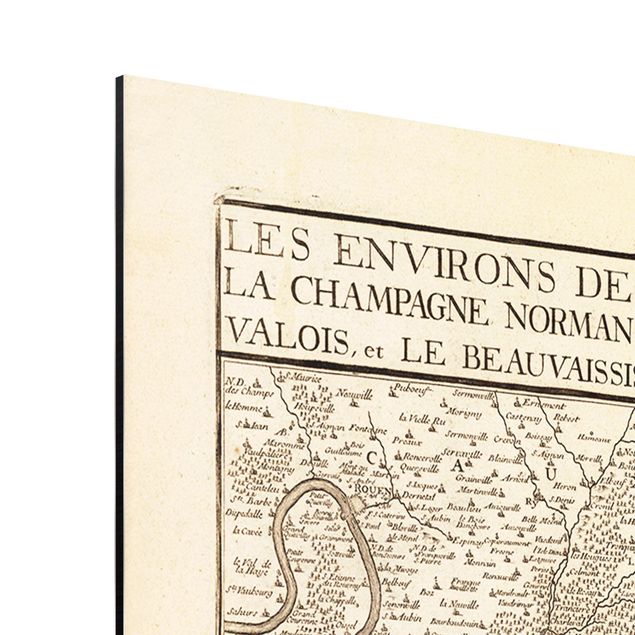 Alu-Dibond - Vintage Karte Frankreich - Hochformat