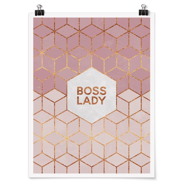 Poster - Boss Lady Sechsecke Rosa - Hochformat 4:3