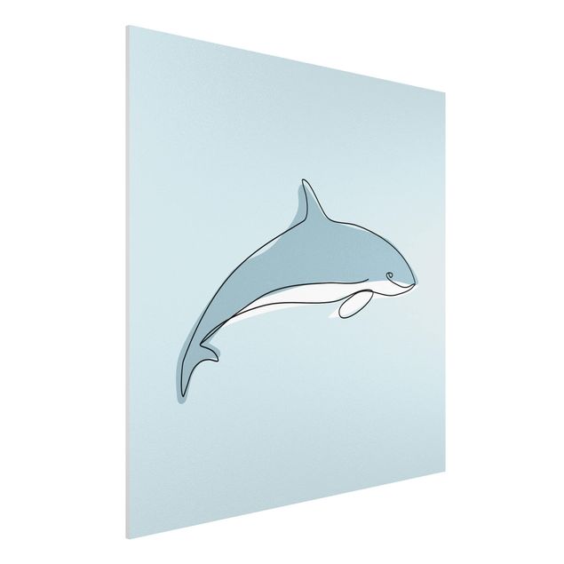 Foto auf Hartschaumplatte Delfin Line Art