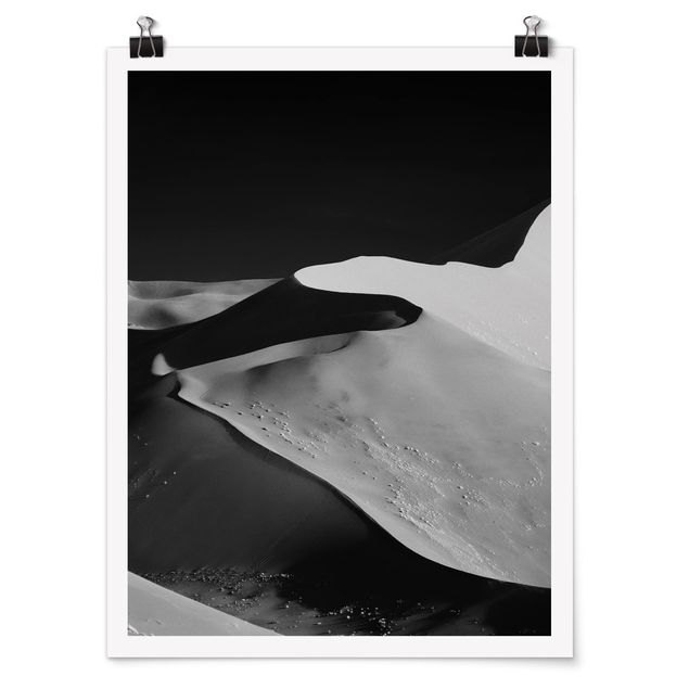 Poster Schwarz-Weiß Wüste - Abstrakte Dünen