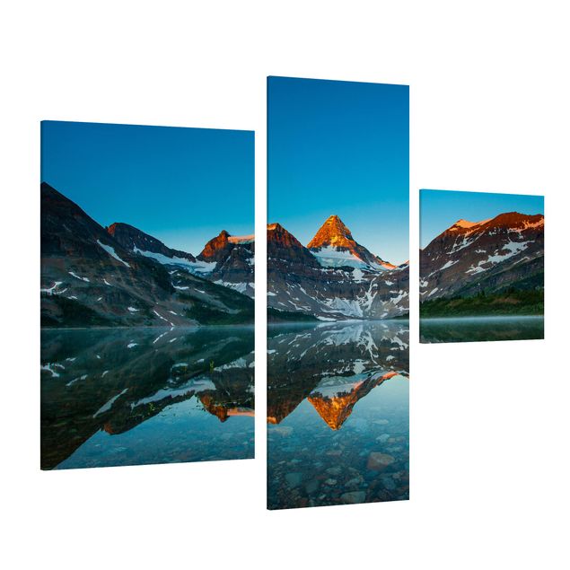 Leinwandbild 3-teilig - Berglandschaft am Lake Magog in Kanada - Collage 1