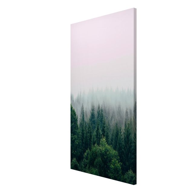 Magnettafel mit Motiv Wald im Nebel Dämmerung