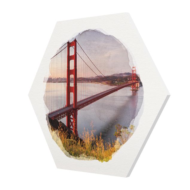 Hexagon Bild Forex - Wasserfarben - Golden Gate Bridge in San Francisco