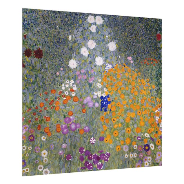 Küchenrückwand Glas Motiv Blumen Gustav Klimt - Bauerngarten
